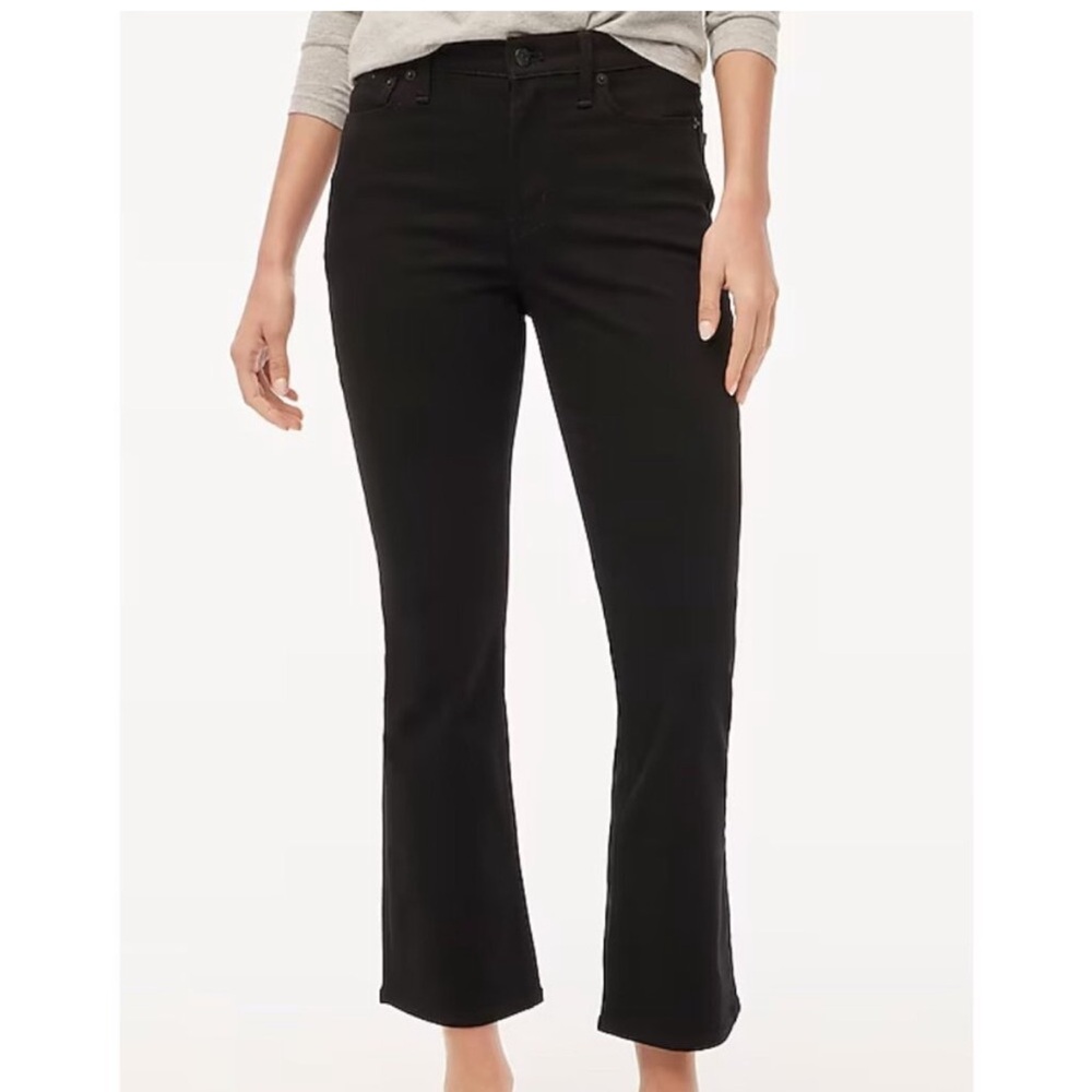 J. Crew Women’s Jeans Mid Rise Flare Crop Black All-Day Stretch Sz 32 NEW